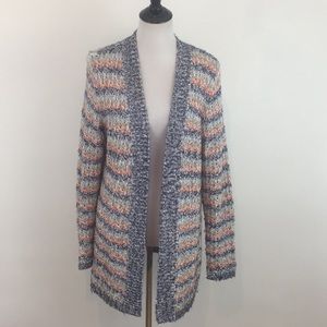 Coldwater Creek Cardigan Sweater Blue Stripes Open